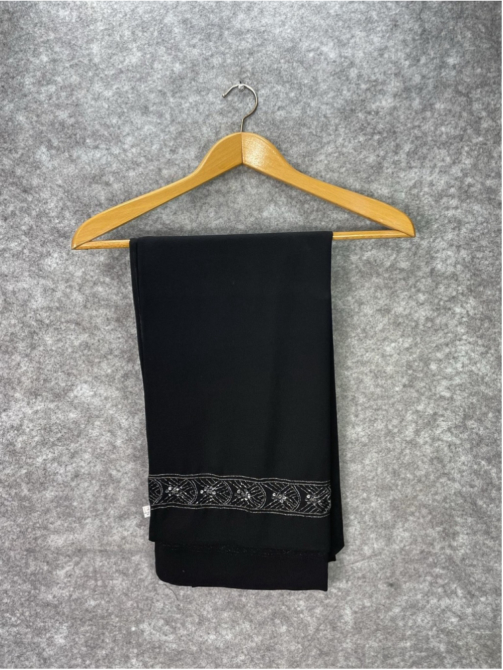 Ann Taylor LOFT Scarf Womens Black Beaded Embroidered Rectangle Wrap Shawl